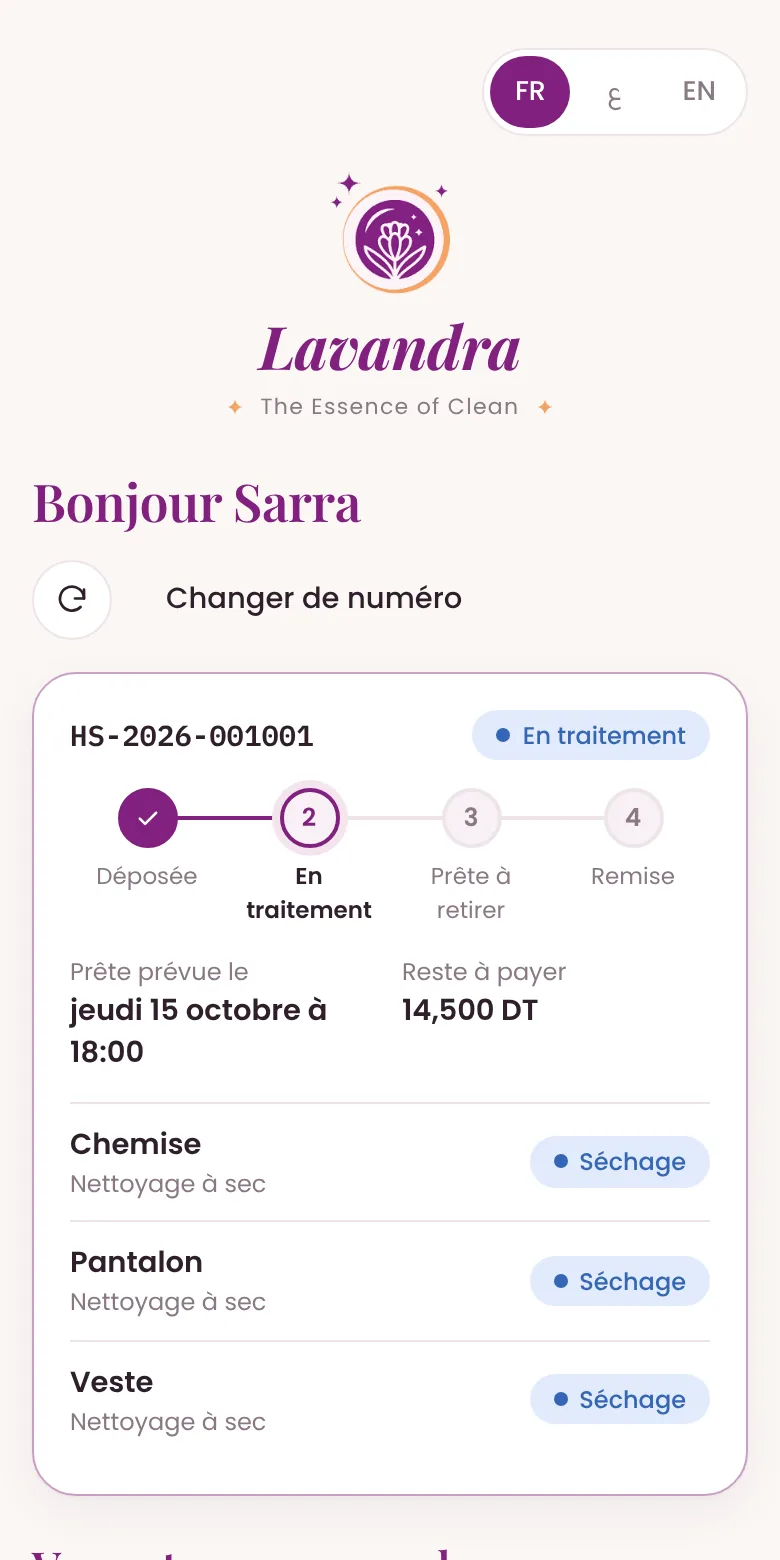Page de suivi d’une commande sur téléphone